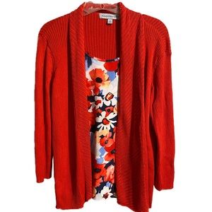 Samantha Grey Mock Double Layer Top with Sweater Size Medium